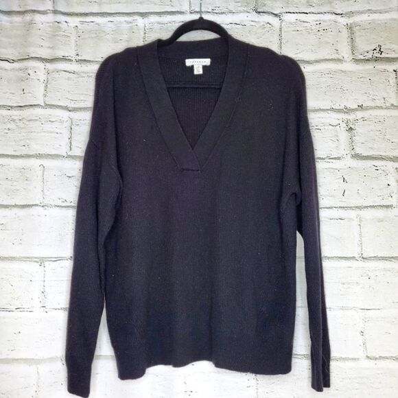 Topshop oversized v neck ribbed sweater black XS - Picture 7 of 7